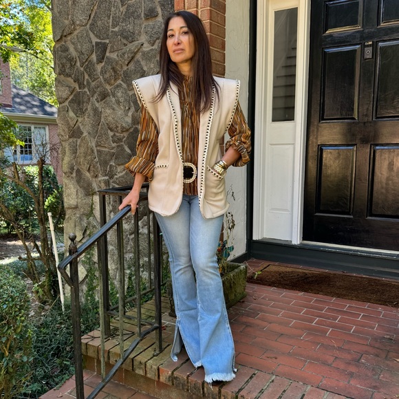 40 Made in Italy chic Trim Jacket Vest with Pockets 
One size - Picture 2 of 3